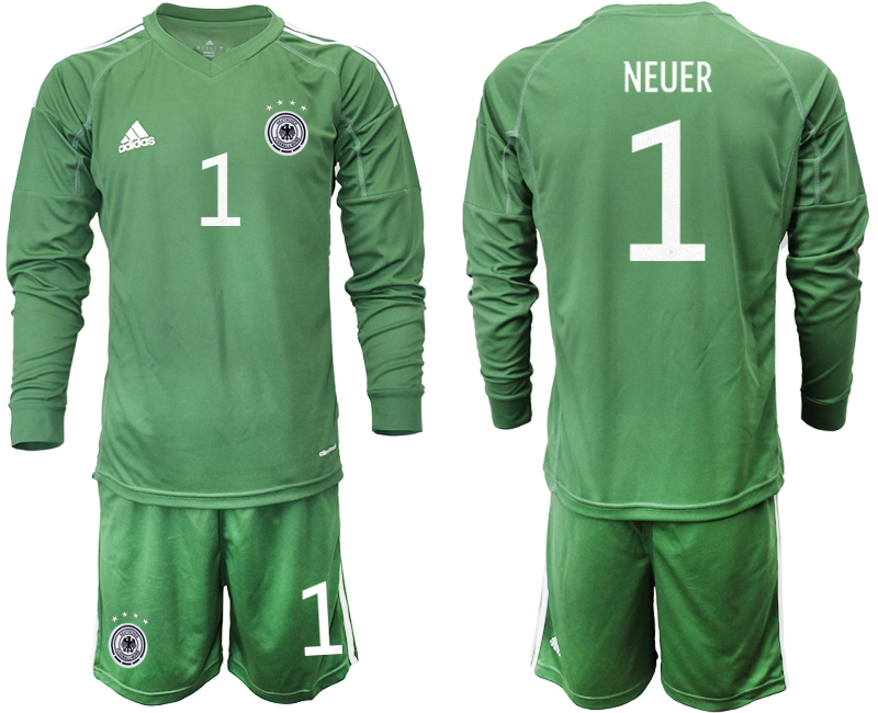 Men 2021 European Cup Germany green Long sleeve goalkeeper #1 Soccer Jersey1